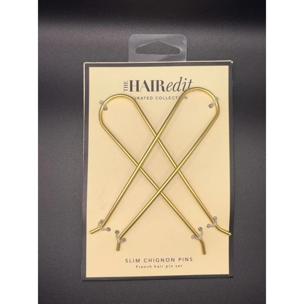 The Hair Edit Slim Chignon Pins French Hair Pin Set Gold S2454 New